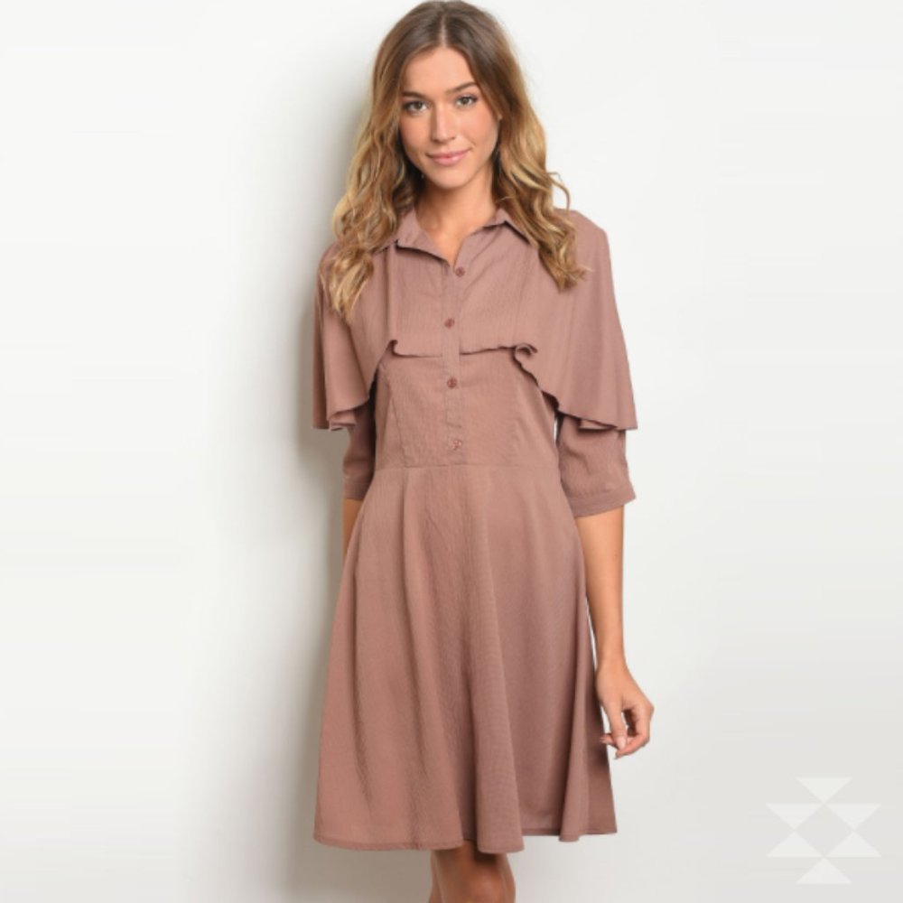 Button Down Skater Circle A-Line Midi Dress